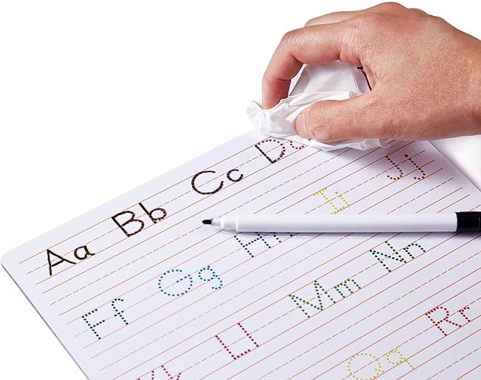 Dry Erase Alphabet Tracing Board: Letter and Numbers Handwriting Practice for Kids Learning, Reusable Boards for Kindergarten and Preschool