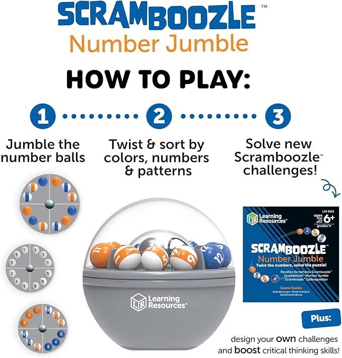 Learning Resources Scramboozle Number Jumble - 3D Brain Teasers for Kids and Adults, Puzzles for Teens, Critical Thinking and Problem Solving Game, Travel Toy, Fidget Toys, Gifts for Boys and Girls