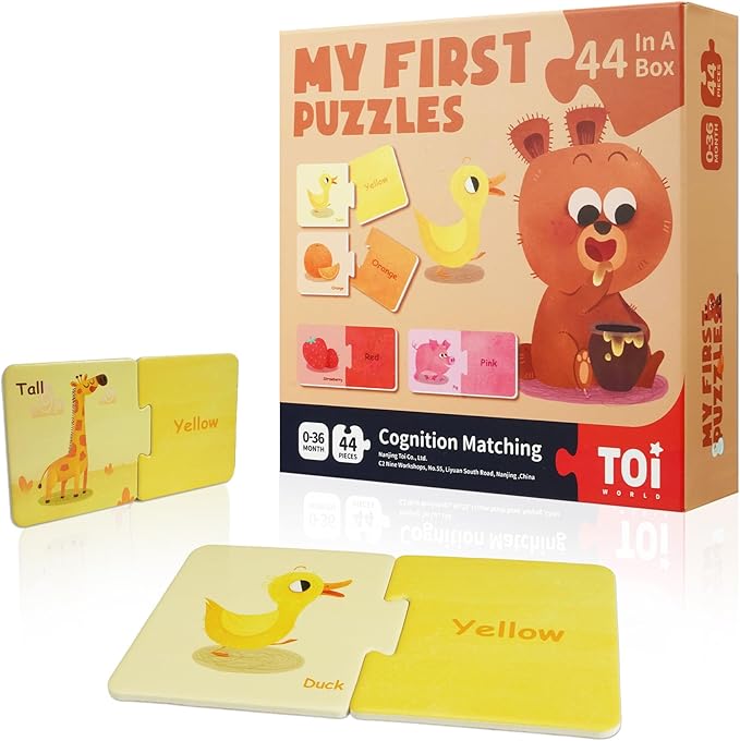 Toi 6 Packs Large Piece Toddler Jigsaw Puzzles for Kids Aged 1.5+, Animal Puzzle Floor Puzzles for Beginner, Preschool Learning Game for Boys Girls, Cognition Matching