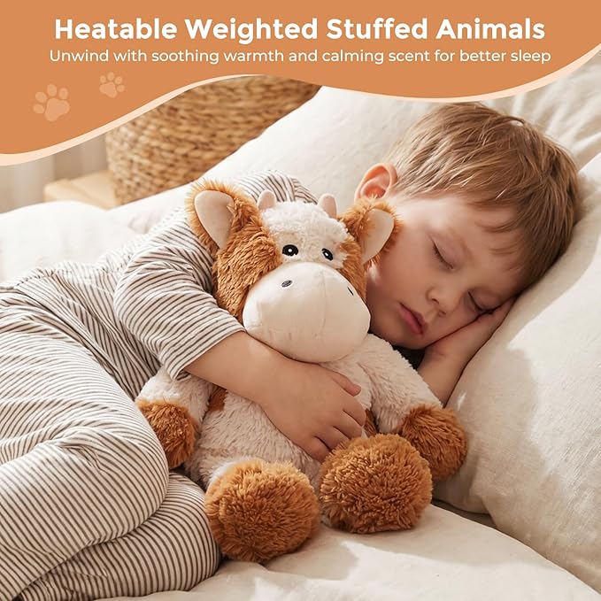 Cow Microwavable Weighted Stuffed Animals,Heating Pad Animal for Period Cramps&Warmth Comfort&Pain Relief, Lavender Scented Heat & Cold Cute Cow Plushies Toy Gifts for Girls Boys Adults