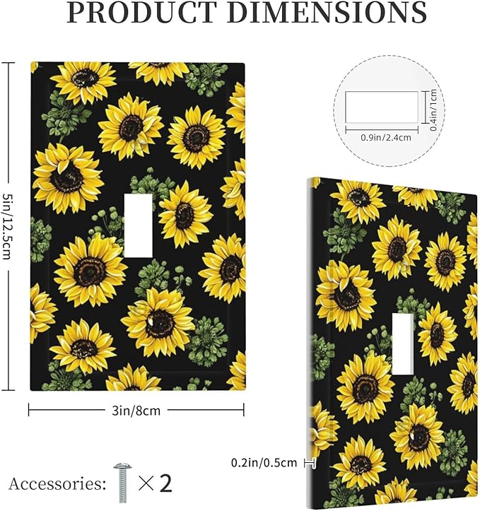 Decorative Light Switch Cover Floral Sunflower Plants Flowers 1 Gang Single Toggle Device Electrical Faceplate Switchplates Decorator Outlet Wall Plate For Bed Room Farmhouse Decor