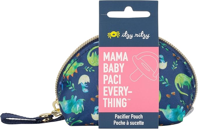 Itzy Ritzy Everything Storage Pouch; Small Zipper Pouch Holds 2 Pacifiers; Snap Handle Attaches to Diaper Bag, Stroller or Purse; Holds Earbuds, Chargers, Change or Disposable Bags