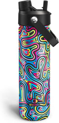 ENCOOL Insulated Water Bottle with Straw Stainless Steel Water Bottle, Leak-Proof, BPA-Free, Double Wall Vacuum Keeps Cold for 24 Hours for Sports, Travel, School (26 oz, Heart Swirl Black)