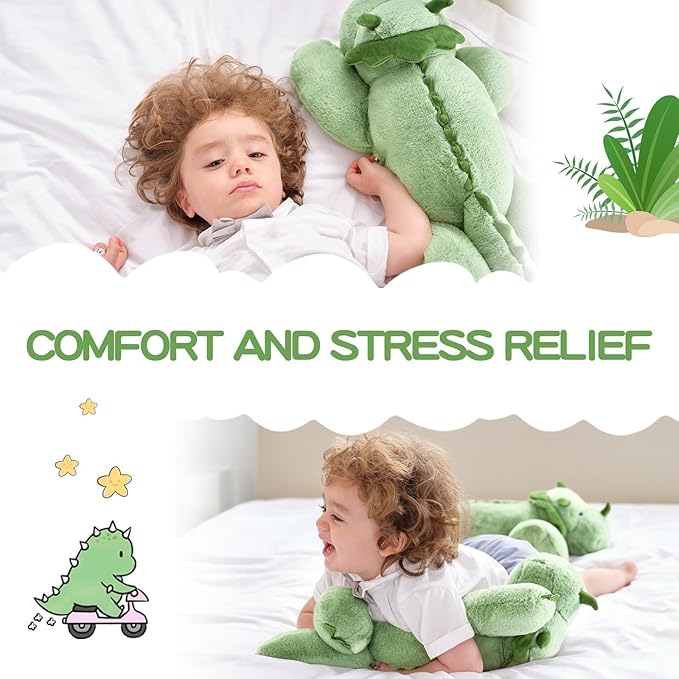 KOWSI® Microwavable 2 LB Weighted Stuffed Triceratops Animals Plush - 16 Inch Heated Dinosaur Plushie for Warmth & Comfort - Light Green Dino Squished Pillow - Cute Soft Toy for Adults & Children