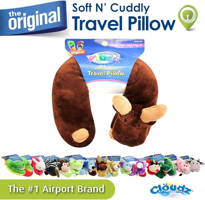 Cloudz Plush Animal Neck Pillows - Moose