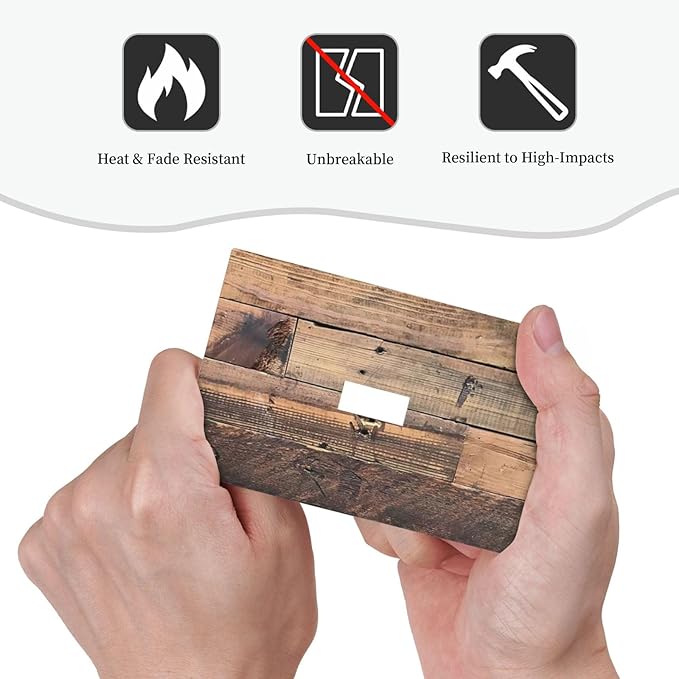 Rustic Brown Wood Plank Vintage Country Wooden Board Decorative Light Switch Cover 1 Gang Single Toggle Device Electrical Faceplate Switchplates Decorator Outlet Wall Plate for Farmhouse Home Decor