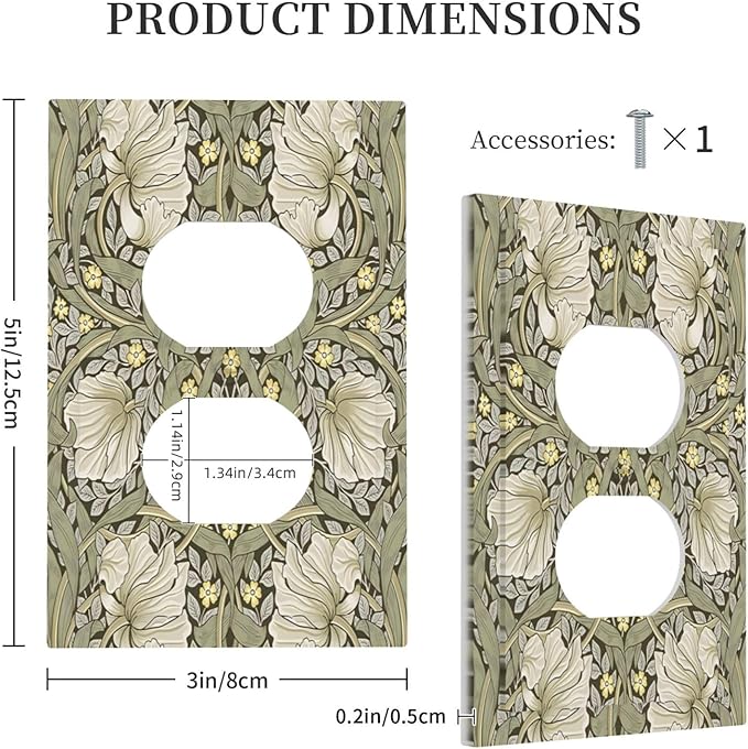 William Morris Pimpernel Flowers Plant Floral Outlet Covers 1 Gang Duplex Light Switch Cover Decorative Switch Plates Electrical Receptacle Faceplate Wall Plate for Farmhouse Living Room Decor