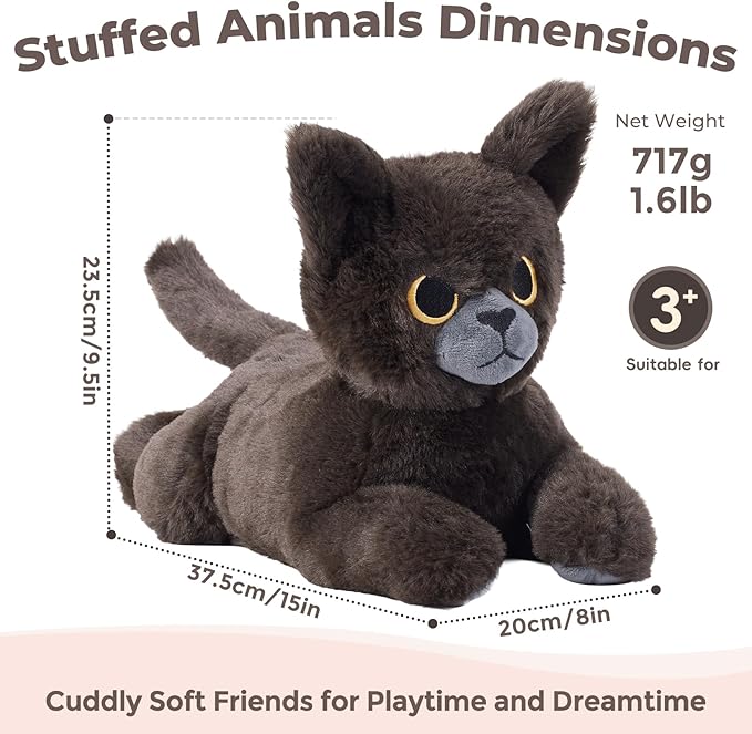 Black Cat Microwavable Weighted Stuffed Animals,Heating Pad Stuffed Animal for Period Cramps&Pain Relief&Warm,Lavender Scented Heat&Cold Cat Plushies Toy for Kids, Cozy Gifts for Girls Boys
