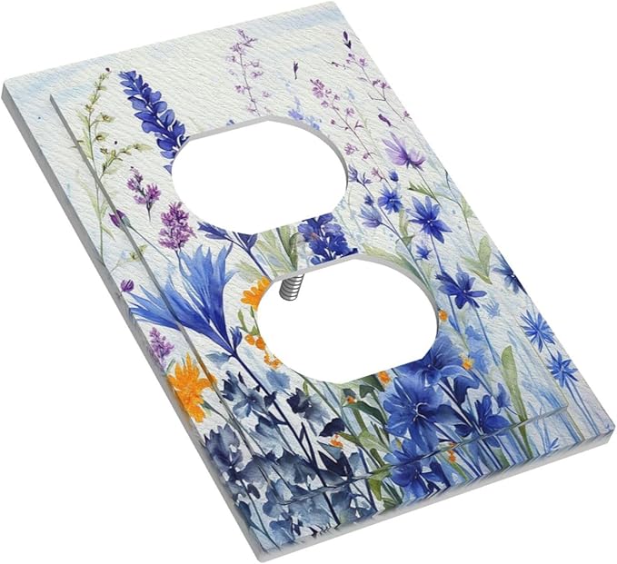 Decorative Outlet Covers Lavender Watercolor Wildflowers Colorful floral 1 Gang Duplex Light Switch Cover Plate Electrical Switch plates Wall Plates Receptacle Covers for Bathroom Bedroom