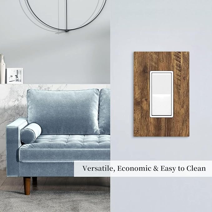 Outlet Covers Rustic Wood Grain Country Vintage Wooden Board 1 Gang Single Rocker Light Switch Cover Plate Decorative GFCI Wallplates Socket Cover Electrical Switch Plate Covers for Farmhouse Home