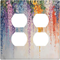 Colorful Wildflower Wisteria Cascade Floral Flower Outlet Covers 2 Gang Double Duplex Decorative Light Switch Covers Electrical Wallplates Socket Faceplate for Bedroom Living Room Decor