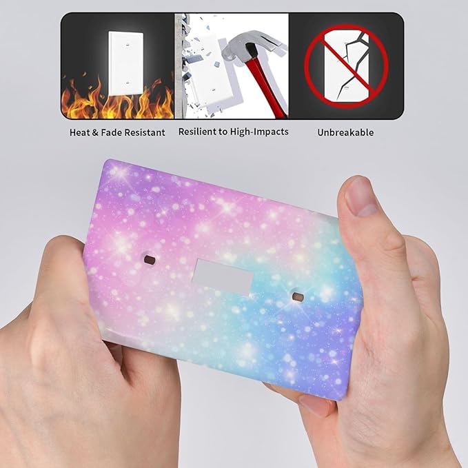 Pink Blue Galaxy Light Switch Cover Plates Decorative Single Toggle Wall Plate, 1 Gang Lightswitch Cover