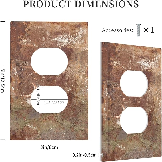 Outlet Covers Shabby Old Aged Rusty Antique Brass Metal 1 Gang Duplex Light Switch Cover Decorative Switch Plates Electrical Receptacle Faceplate Wall Plate For Farmhouse Cabin Decor