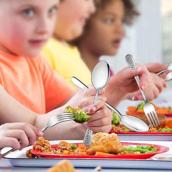 LIANYU 8-Piece Toddler Silverware Set, Includes 4 Spoons and 4 Forks for Kids, Stainless Steel Kids Utensils Children Flatware Set, Child Preschooler Cutlery Set, Dishwasher Safe