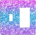 Light Switch Cover Plate Fantasy Colorful Glitter Blue Purple Gradient 2 Gang Toggle Rocker Combo Wall Plates Decorative Switch Plates and Outlet Covers Socket Cover for Kids Room Home Decor