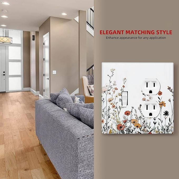 Wallplates Vintage Wildflower Colorful Plants Floral 1 Toggle 1 Duplex Switch Plate Electrical Gfci Faceplate Decorative Light Switch Covers For Bed Room Living Room Decor