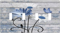 Blue White Daisy Flower Butterfly Rustic Wood Board Light Switch Covers Quad Toggle Electrical Faceplate 4 Gang Wall Plate Decorative Switch Plates Cover for Farmhouse Bedroom Decor