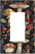 Decorative Outlet Covers Vintage Mushroom Floral 1 Gang Single Rocker Light Switch Cover Plate GFCI Wall Plates Electrical Switch Plate Cover for Bedroom Kids room Decor