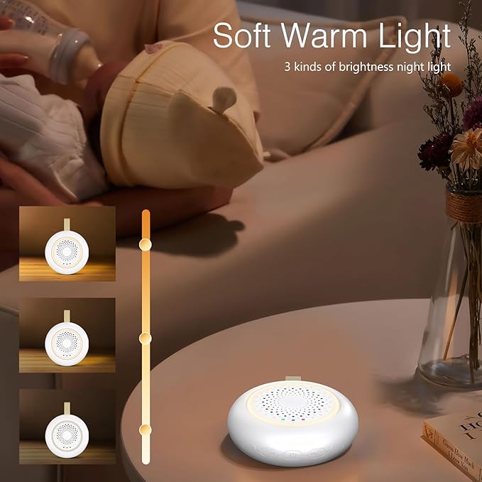 AMIR White Noise Machine, Portable Sound Machine for Baby Adult with Volume Control and Timing, 24 Soothing Sound, Noise Canceling for Sleeping, Sound Therapy for Home, Travel, Registry Present