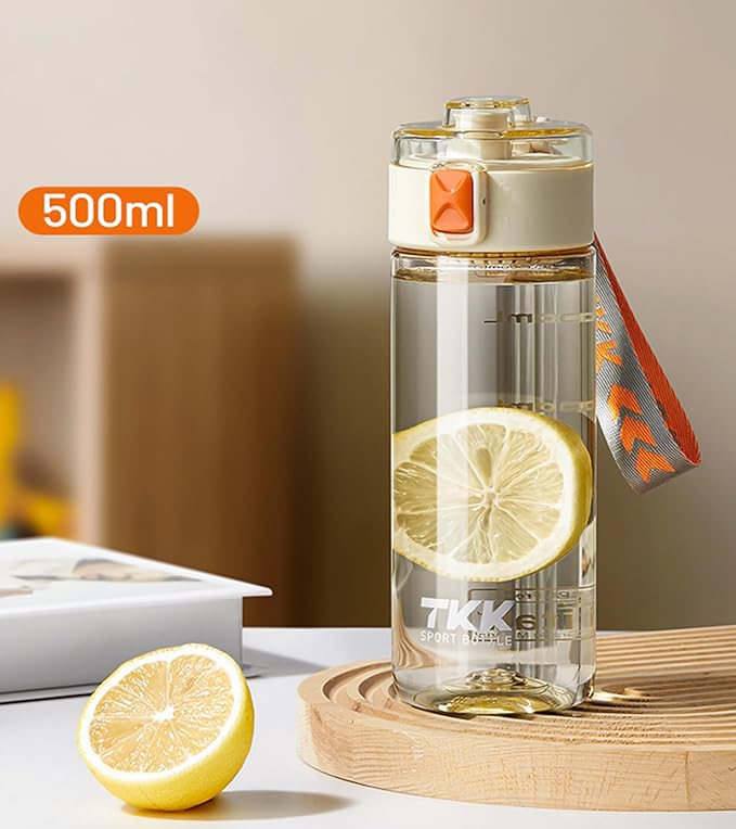 TKK Sports Water Bottle, 17oz Tritan Kid Jug with Leak Proof Lid & Handle Strap & Built-In Infuser - BPA-Free, Easy-Clean Design for Gym, Office & Outdoor Travel, White