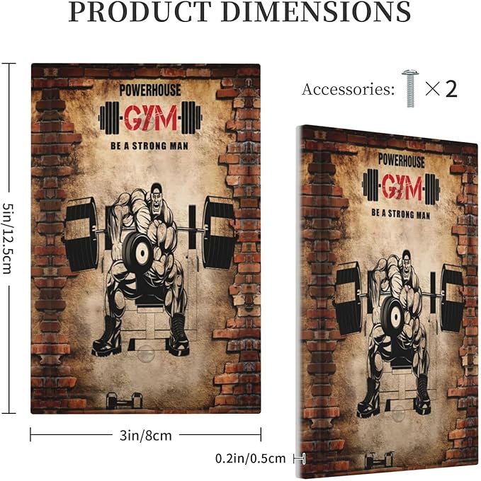 Vintage Gym Retro Brick Dumbbell Muscular Man Single Blank Wall Plates Decorative No Device Faceplate Light Switch Cover Art Panel Dimmer for Bedroom Gyms Bathroom Decor