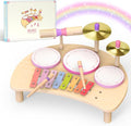 Toddlers Drum Set Toys for 1 2 3 Year Old Girls,Montessori Music Toy for Toddlers 1-3,Baby Drum with Xylophone,Musical Instruments Toy, Kids Birthday Gifts for Baby 18+ Months (Pink)