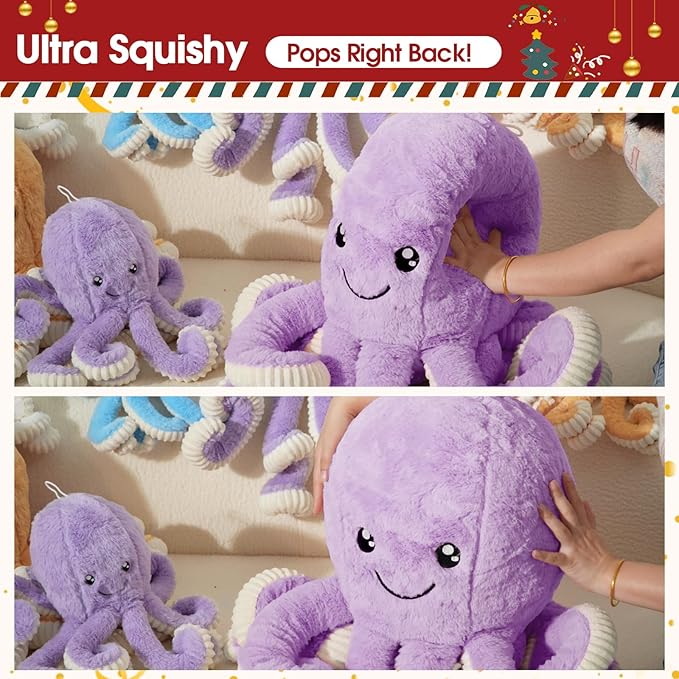 DENTRUN Octopus Stuffed Animals, Giant Octopus Plush Doll Play Toys for Kids Girls Boys Adults Birthday Xmas Halloween Present Stuffed Sea Animals Plushie, 7/16/24/32 Inches, 5 Colors
