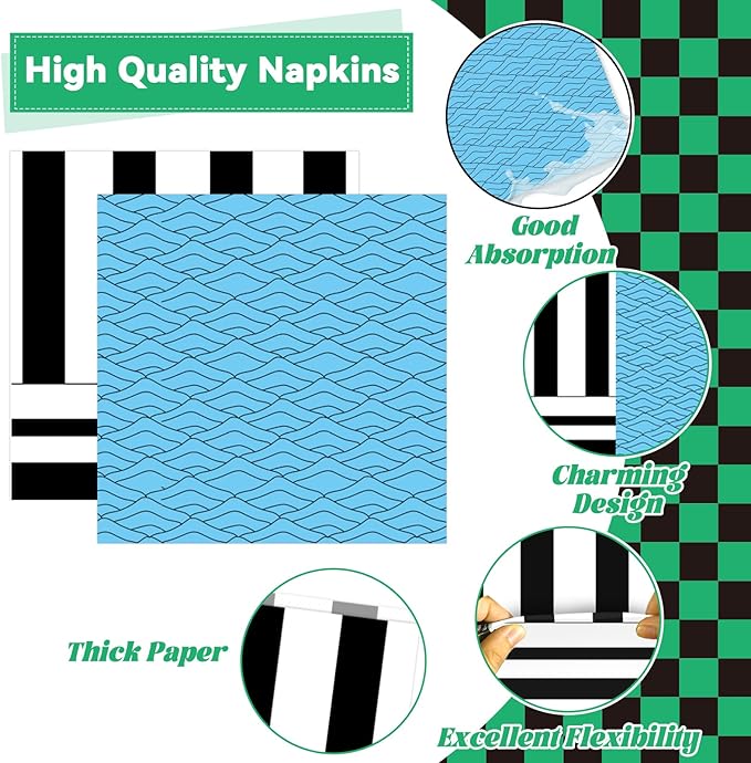 96 Pcs Demon Party Paper Plates and Napkins Anime Demon Party Decorations Cartoon Film Disposable Dessert Plates Demons Comic Tableware Set Serves 24 Guests Boys Girls Kids Teenagers Birthday Supplies