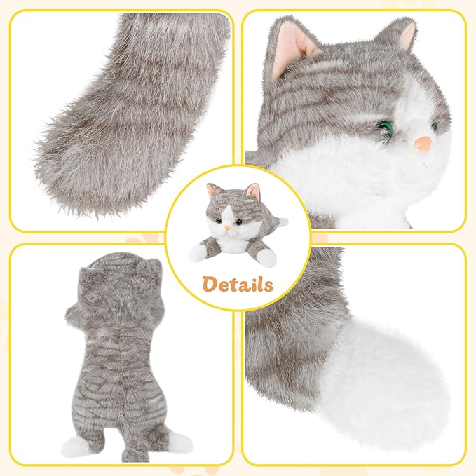 26.5 inch 5 Lbs Weighted Cat Stuffed Animals, Large Realistic Cat Weighted Stuffed Animal, Sensory Comfort Plush Throw Pillow, Soft Kawaii Kitty Plush Toy Gift for Adults Youth