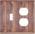 Decorative Switch Cover Plate with Wood Texture Rustic Vertical Planks Brown Design Toggle Duplex Wall Plate 2 Gang Light Switch Cover Outlet Covers Vintage Aesthetic Kitchen/Bedroom Decor