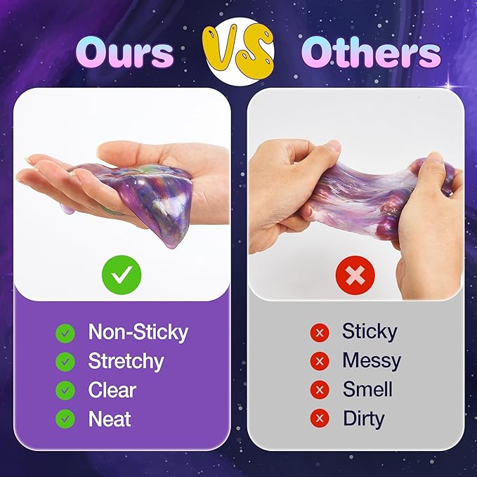 24 Pack Galaxy Slime Party Favors for Kids Slime Cup Bulk Stretchy & Non-Sticky DIY Stress Relief Putty Toy Birthday Halloween Christmas Stocking Stuffers, Classroom Reward for Girls Boys