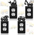 Peryiter 4 Pcs Construction Theme Light Switch Cover Wall Plate Outlet Single Toggle Light Switch Plates Cover for Home Kitchen Bedroom Decor