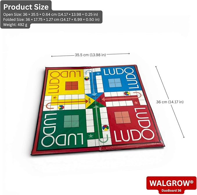 2-in-1 Ludo and Snakes & Ladders Foldable Board Game with Dice and Playing Pieces for Family Indoor Play