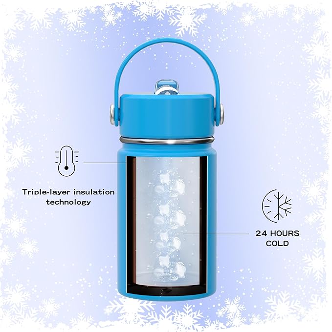 OISIZ Kids Water Bottle with Straw Lid 10oz, Vacuum Insulated 316 Stainless Steel Water Bottles for Kids for School, Leakproof Water Bottle, BPA Free and Keep Cold for 24 Hours