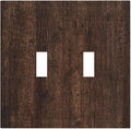 Decorative Switch Plate Cover with Rustic Dark Wood Grain & Vintage Style Design 2 Gang Wall Plate Unique Double Toggle Double Light Switch Covers for Kitchen/Living Room