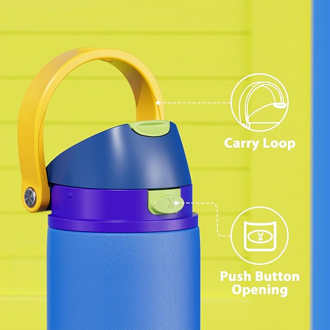 32 oz Insulated Water Bottle for Men: Meoky Stainless Steel Water Bottle with 2-in-1 Straw and Spout Lid - Leak Proof, Cold for 24 Hours, Protective Silicone Base, BPA-Free for Sports Gym, Sapphire