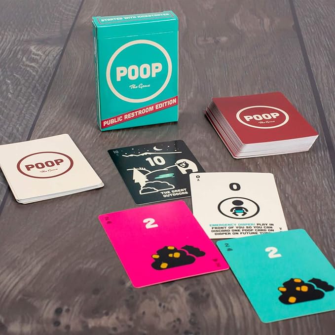 Breaking Games Poop The Game - Hilarious and Family-Friendly Card Game for Kids Ages 6 and Up - Perfect for Game Night and Parties - 2-5 Players (Public Restroom Edition)