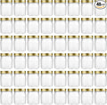 novelinks 8 oz Clear Plastic Jars with Airtight Lids, 48 Pack Plastic Mason Jars with Lids 8oz, Refillable Storage Slime Containers & Small Spice Jar for Kitchen Organization (48 Pack,Gold)