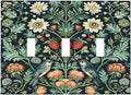 Light Switch Cover Plate Strawberry Birds Flowers Plant Morris Floral 3 Gang Triple Toggle Decorative Switch Plates Wall Plates Electrical Switchplate Faceplate for Bathroom Bedroom Decor