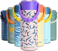 Elemental Insulated Kids Water Bottle, Stainless Steel Water Bottle with Straw Lid & Pop-It Handle, Leak-Proof Water Bottles for School, Boys or Girls, Travelling and Sports, 18oz - Light Patterns
