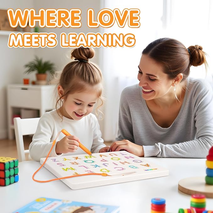 FINDMAG Magnetic Letter Board, Double Sided Alphabet Magnets Tracing Board for Toddlers, Uppercase & Lowercase ABC Boards for Learning Practice, Handwriting, Preschool Educational Gifts for Children