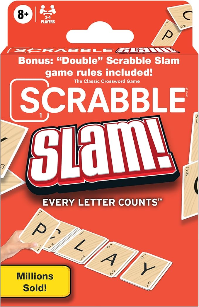 Scrabble Slam Card Game The Original 2000's Mega Hit, Fast-Paced Card Game Version of Scrabble, for 2 to 4 Players, Ages 8+