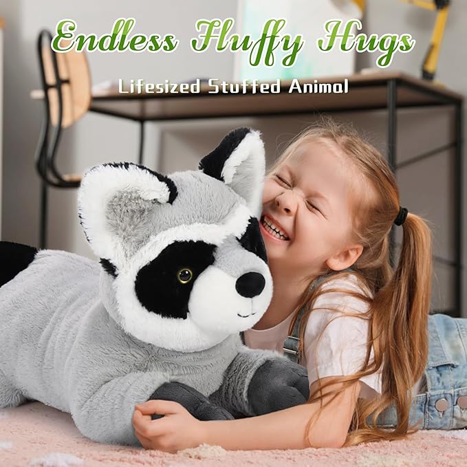 BENINY Giant Raccoon Plush Stuffed Animal 30" - Oversized Raccoon Pillow Plushies - Fluffy Big Stuffed Racoon Toy Birthday Gifts for Kids - Sweet Companion