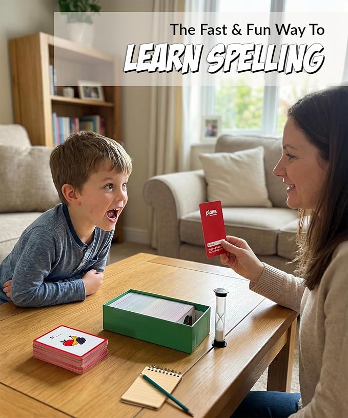 Spelling Game for Kids Ages 5-10, Phonics Game, Educational Learning Game for 1st, 2nd, 3rd, 4th Grade Teachers, Classrooms or Homeschool, Learn to Spell Words, Dyslexia Friendly Literacy Flashcards