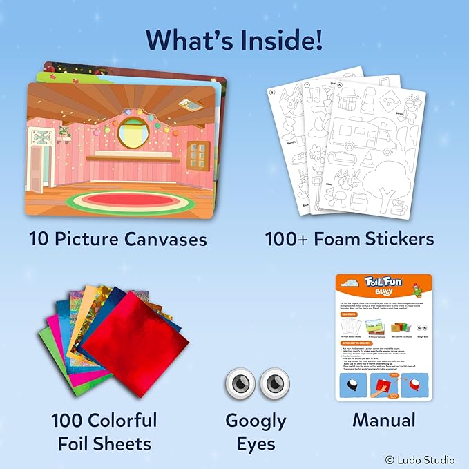 Skillmatics Foil Fun Bluey - Mess-Free Art & Craft Kits for Kids, DIY Creative Activity, Travel Toys, Gifts for Girls & Boys Ages 4, 5, 6, 7, 8 and Up