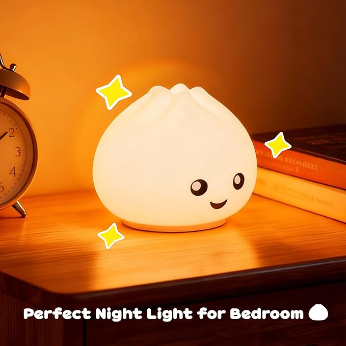 Dumpling Squishy Night Light, Rechargeable 16 Color Changing LED Night Light, Portable Soft Silicone Touch Lamp for Nursery, Kids Room, Ideal Gifts for Girls Boys