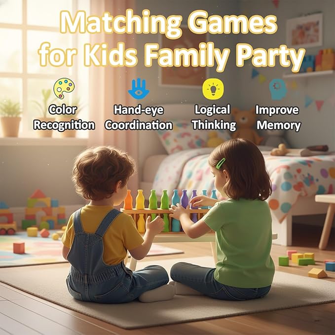 Bottle Color Match Game, Fun Family Board Game for Kids 8-12, Bottle Collision Game for 2-4 Players with Metal Handheld Counters, Perfect for Travel Camping Holidays Party Night (New Version)