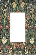 Decorative Outlet Covers Vintage Dark Floral William Morris Green Flower 1 Gang Single Rocker Light Switch Cover Plate Wall Plates GFCI Faceplate for living Room Home Decor