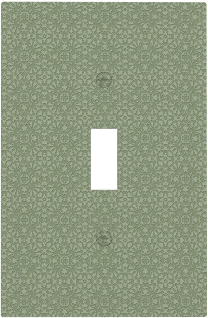 Sage Green Textured 1-Gang Toggle Light Switch Plate, Minimalist Botanical Weave Modern Farmhouse Linen Texture Decorative Wall Plate for Neutral Decor