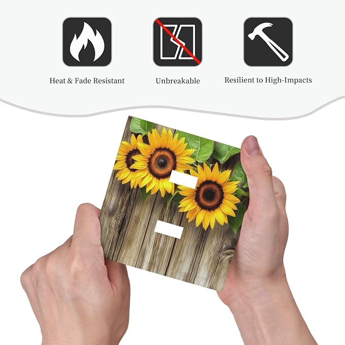 Decorative Switch Plates Sunflowers Rustic Wood 2 Gang Double Toggle Outlet Light Switch Cover Wall Plate Electrical Faceplate For Farmhouse Cabin Decor